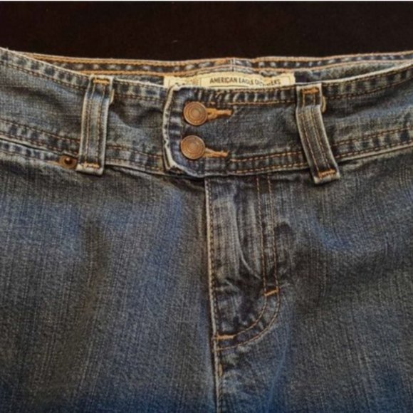 AMERICAN EAGLE ♡ Sweet Vintage Denim Slit Back Pockets Blue Jeans Size 2 Reg - Picture 13 of 15